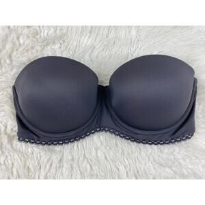 Calvin‎ Klein Women's 32D Charcoal Gray Padded Push Up Strapless Bra *